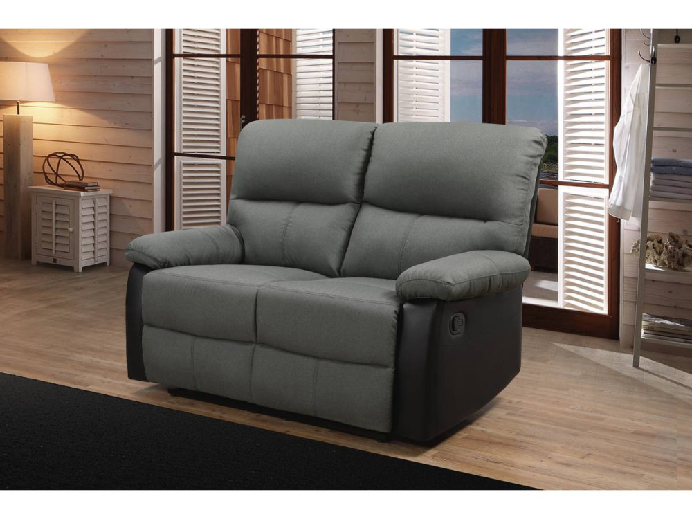 Sofa wypoczynkowa "Lincoln" - 147 x 89 x 103 cm - 2 miejsca - Ciemnoszaro-czarna