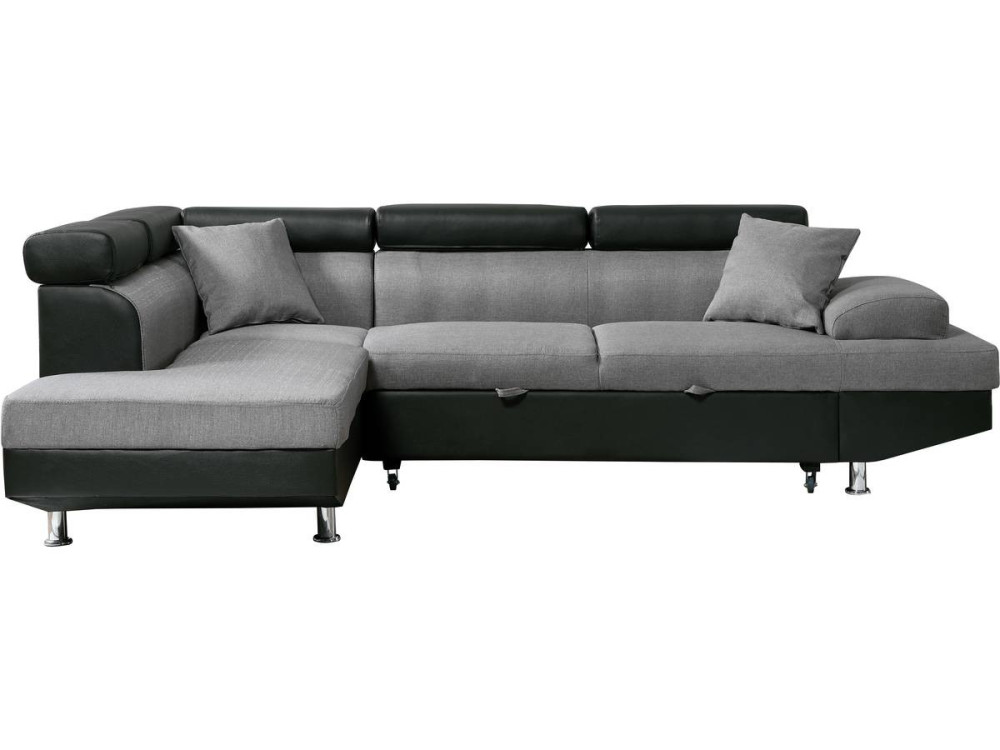 Sofa narona "Sophia luxe" - 265 x 190.5 x 80/91 cm - Czarno-szara - 5 miejsc - Lewostronna