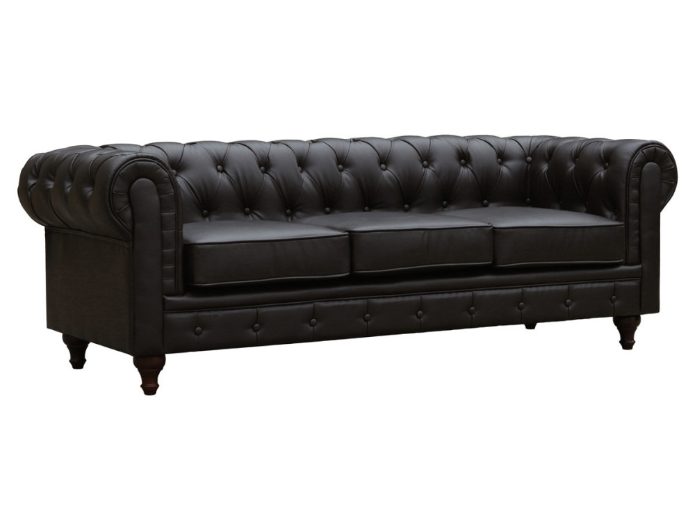 Sofa Chesterfield "Aliza" nierozkładana - 204 x 80 x 58 cm - 3 miejsca - Biała