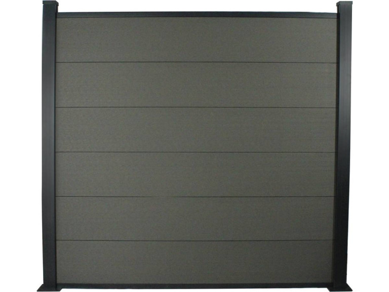 Kit Clôture 1.6 x 1.6 m composite et aluminium + profilés de finitions - Kit de fixation offert - Ardoise