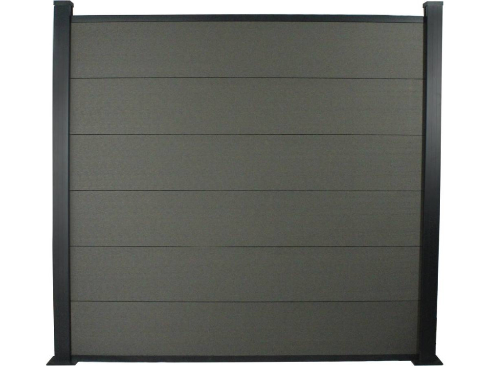 Kit Clôture 1.6 x 1.6 m composite et aluminium + profilés de finitions - Kit de fixation offert - Ardoise