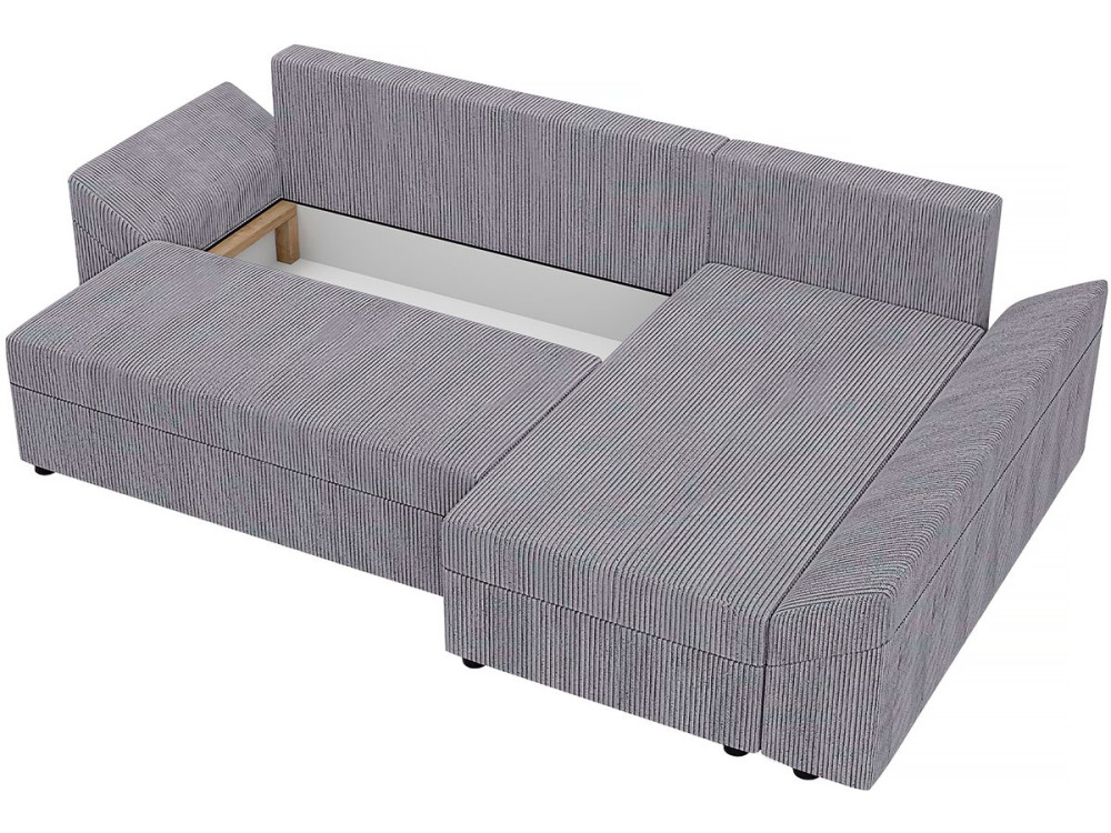 Canapé d'angle convertible avec coffre "Vaugirard 2" en velours côtelé - 3 places - Gris
