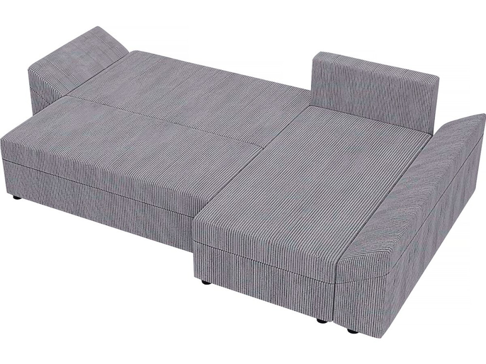 Canapé d'angle convertible avec coffre "Vaugirard 2" en velours côtelé - 3 places - Gris