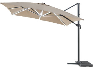 Parasol ogrodowy "Sun 3 Luxe" - Z podświetleniem LED - Kwadratowy - 3 x 3 m - Brązowo-szary