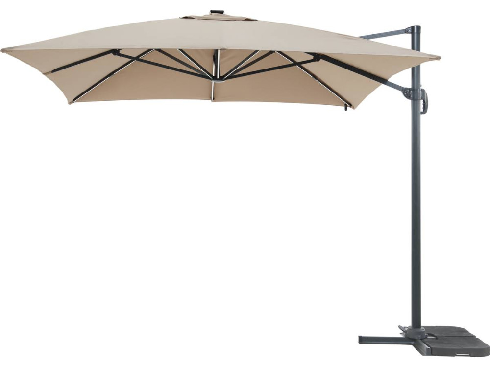 Parasol ogrodowy "Sun 3 Luxe" - Z podwietleniem LED - Kwadratowy - 3 x 3 m - Brązowo-szary