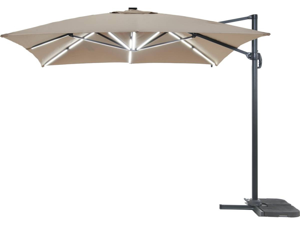Parasol ogrodowy "Sun 3 Luxe" - Z podwietleniem LED - Kwadratowy - 3 x 3 m - Brązowo-szary
