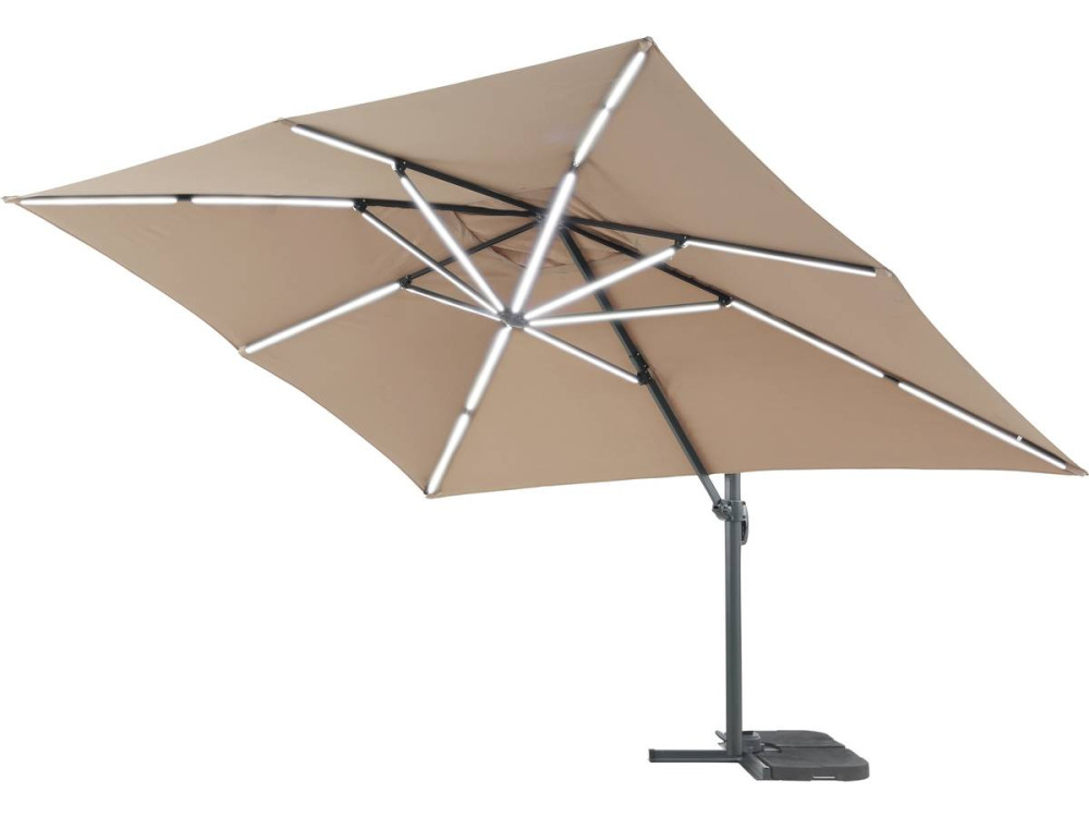 Parasol ogrodowy "Sun 3 Luxe" - Z podwietleniem LED - Kwadratowy - 3 x 3 m - Brązowo-szary