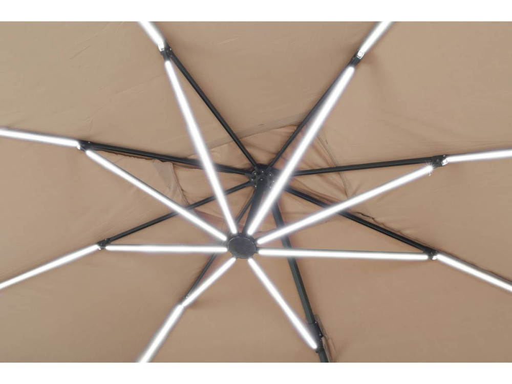 Parasol ogrodowy "Sun 3 Luxe" - Z podwietleniem LED - Kwadratowy - 3 x 3 m - Brązowo-szary