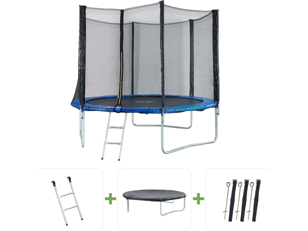 Trampolina "Joycy" - Ø 3,05 m - Z siatk + drabinka + pokrowiec + zestaw do kotwiczenia
