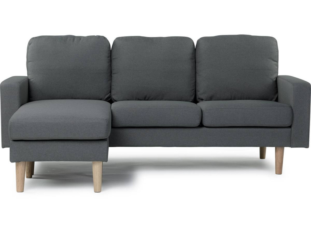 Kanapa narożna "Gabby" z weluru - Prawostronna lub lewostronna (możliwość zmiany położenia narożnika) - 3 miejsca - Szara