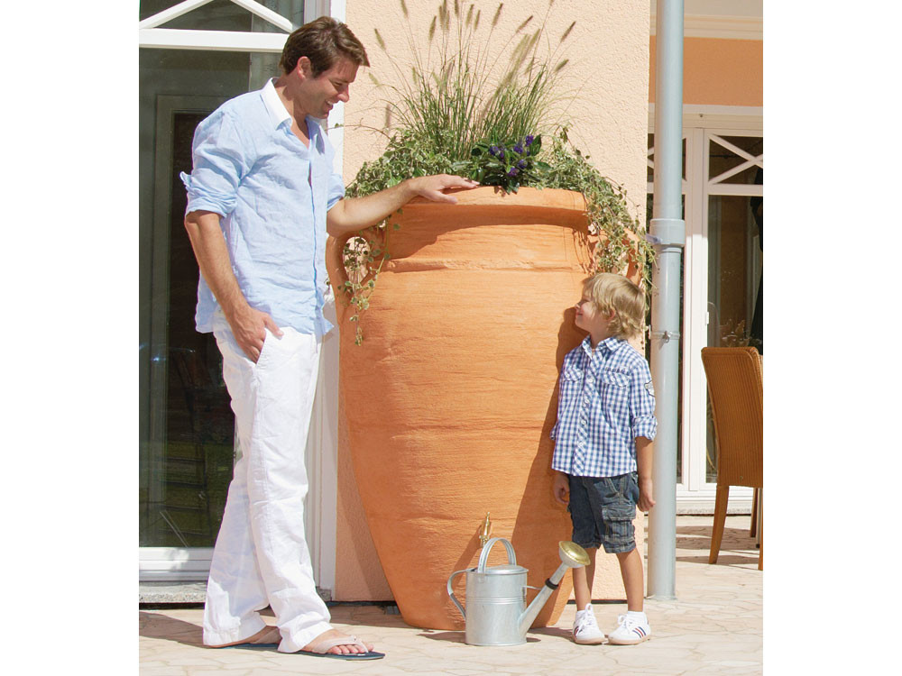 Kit Amphore Antik - Bac à plantes + collecteur + robinet - 360 L Terracotta