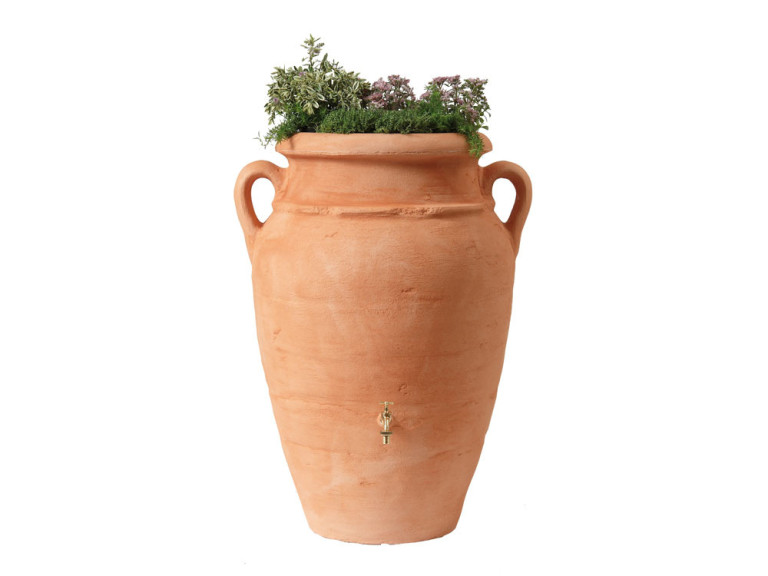 Kit Amphore Antik - Bac à plantes + collecteur + robinet - 600 L Terracotta