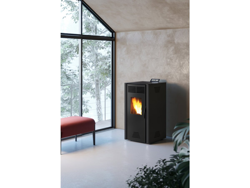 Poêle à granulés "Adrano" - 47 x 56 x 95 cm - 3,1 - 7,3 kW - Anthracite - Noir