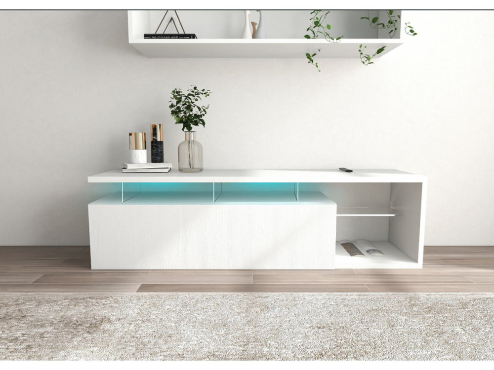 Podstawa pod telewizor LED lakierowana "Penny" - 150 x 41 x 38 cm - Biały