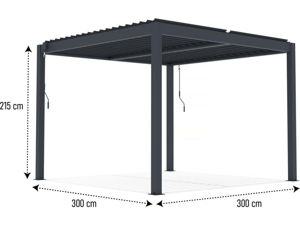Pergola bioklimatyczna z aluminiowa dioda LED „Windsor” 3 x 3 - Szara