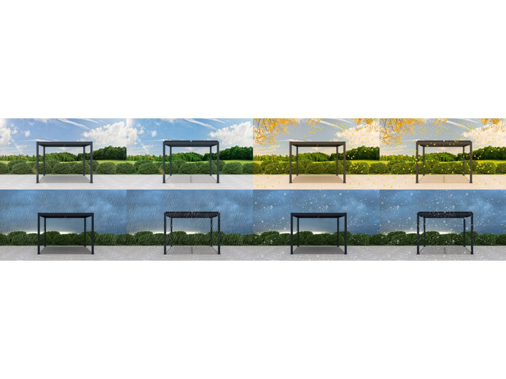 Pergola bioklimatyczna z aluminiowa dioda LED „Windsor” 3 x 3 - Szara