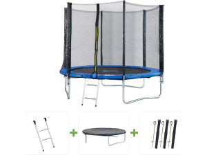 Trampolina "Joycy" - Ø 2,44 m - Z siatką + drabinka + pokrowiec + zestaw do kotwiczenia