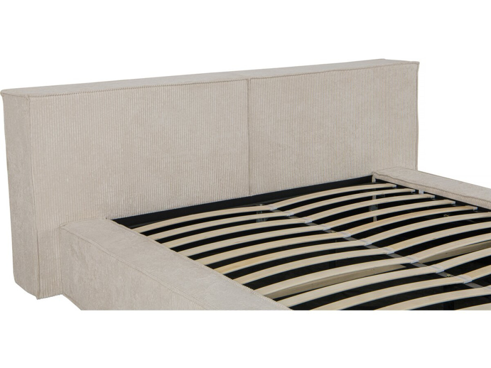 Lit coffre en velours côtelé "Courchevel" - 140 x 190 cm - Beige