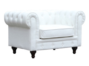 Fotel Chesterfield "Aliza" - 111 x 82 x 70 cm - Biały
