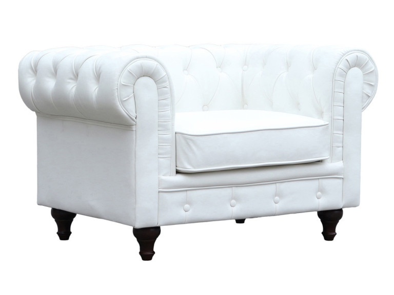 Fotel Chesterfield "Aliza" - 111 x 82 x 70 cm - Biały