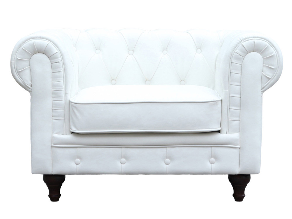 Fotel Chesterfield "Aliza" - 111 x 82 x 70 cm - Biały