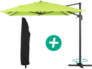 Parasol ogrodowy "Sun 4" z boczną nogą - Aluminium - Prostokątny - 3 x 4 m - Zielony + Pokrowiec ochronny