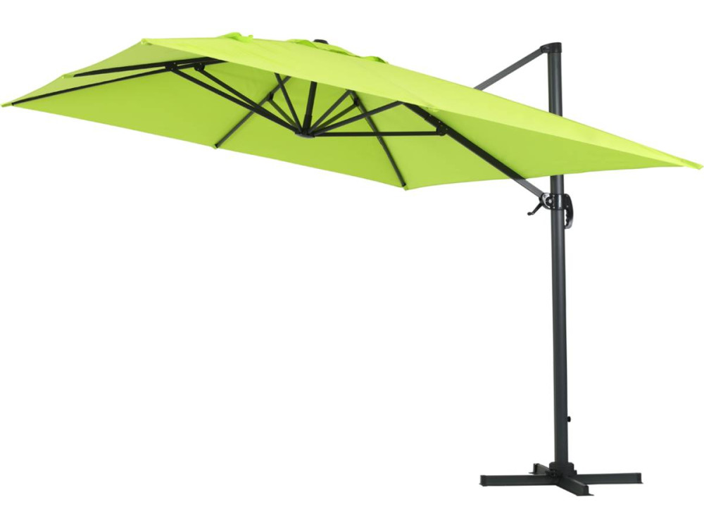 Parasol ogrodowy "Sun 4" z boczn nogą - Aluminium - Prostokątny - 3 x 4 m - Zielony + Pokrowiec ochronny