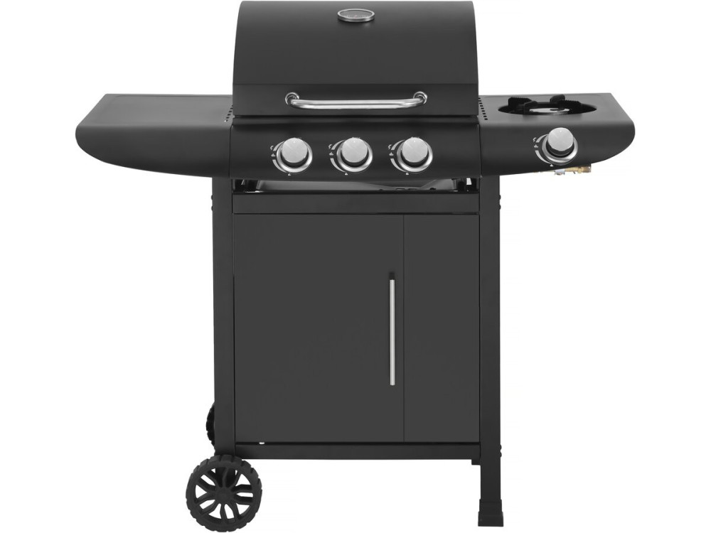 Grill gazowy "Feria 4" - 4 palniki w tym 1 boczny - 11,5 kw - Czarny