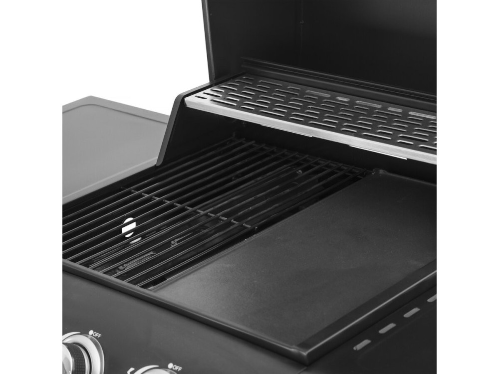 Grill gazowy "Feria 4" - 4 palniki w tym 1 boczny - 11,5 kw - Czarny