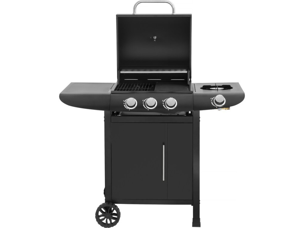 Grill gazowy "Feria 4" - 4 palniki w tym 1 boczny - 11,5 kw - Czarny