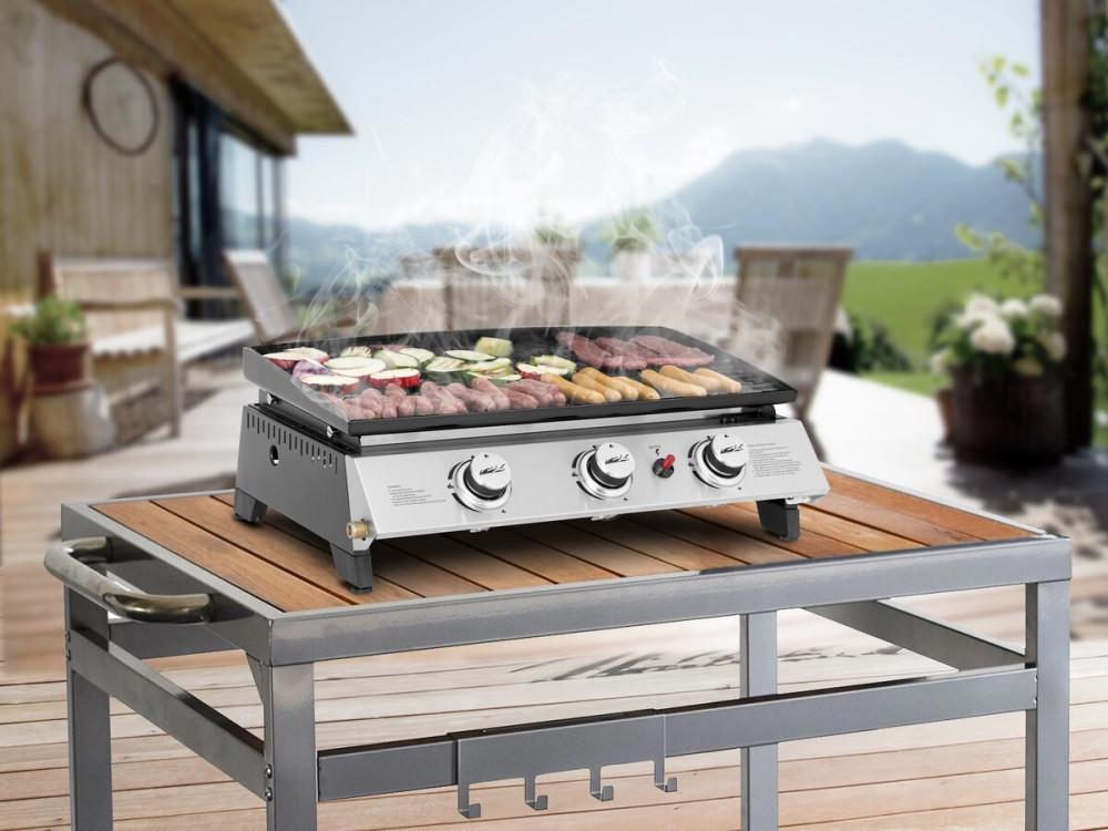 Płyta grillowa gazowa 3-palnikowa "Jolly" - 7,5 kW - szara