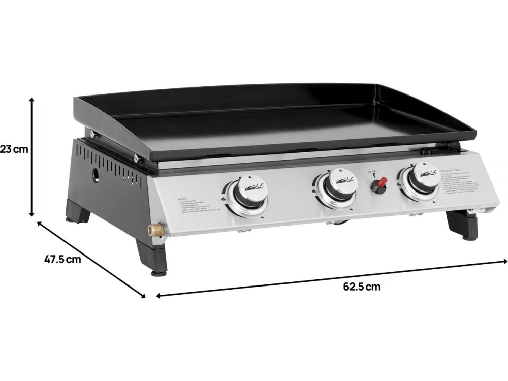 Płyta grillowa gazowa 3-palnikowa "Jolly" - 7,5 kW - szara