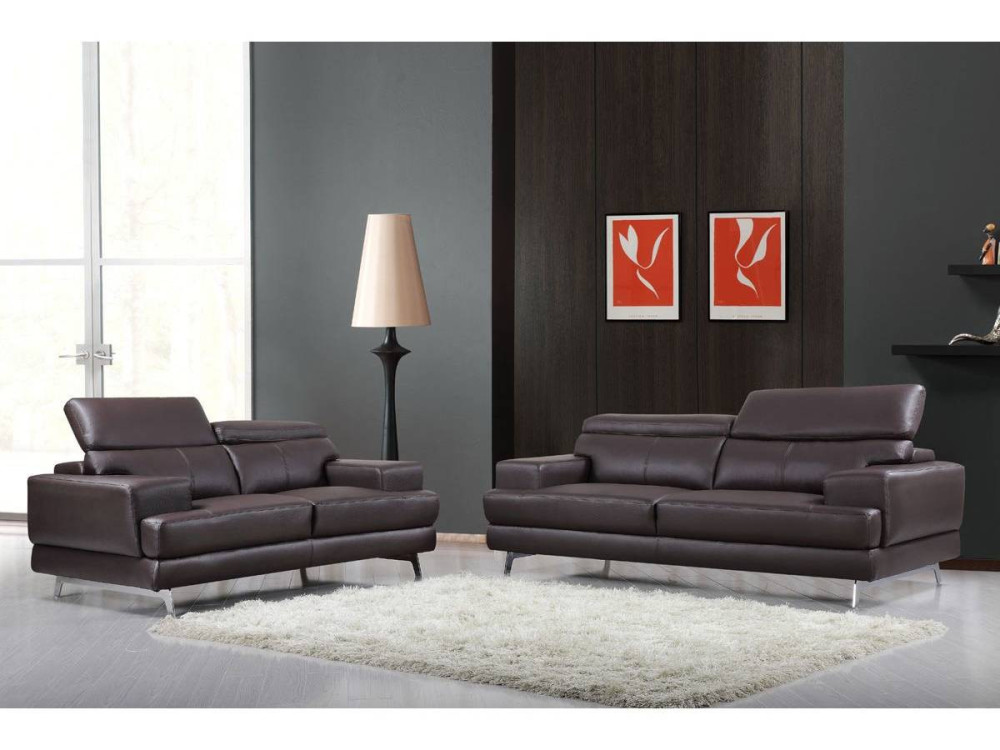 Kanapa "Venise" z ekoskóry/PVC - 2 miejsca - Brązowa