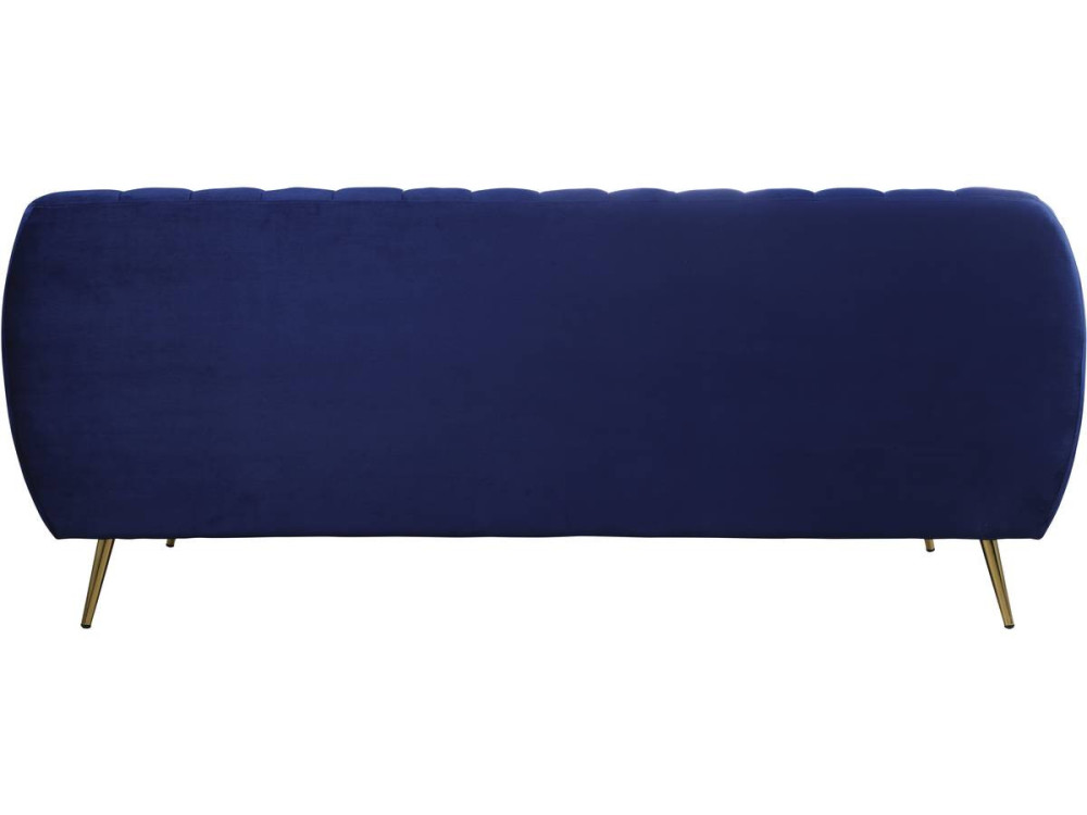 Kanapa nierozkładana "Evans" z weluru - 195 x 84 x 82 cm - 3 miejsca - Ciemnoniebieska