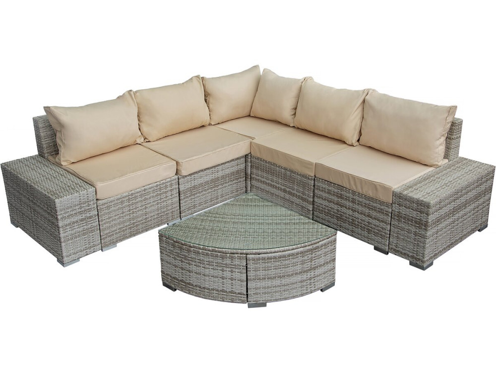 Zestaw mebli ogrodowych z plecionej żywicy "Milo" - 5 miejsc siedzących - Szary