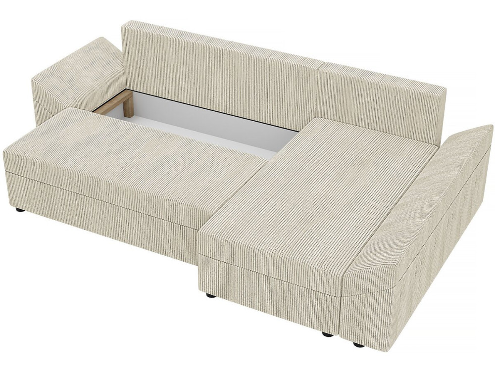 Canapé d'angle convertible avec coffre "Vaugirard 2 " en velours côtelé - 3 places - Beige