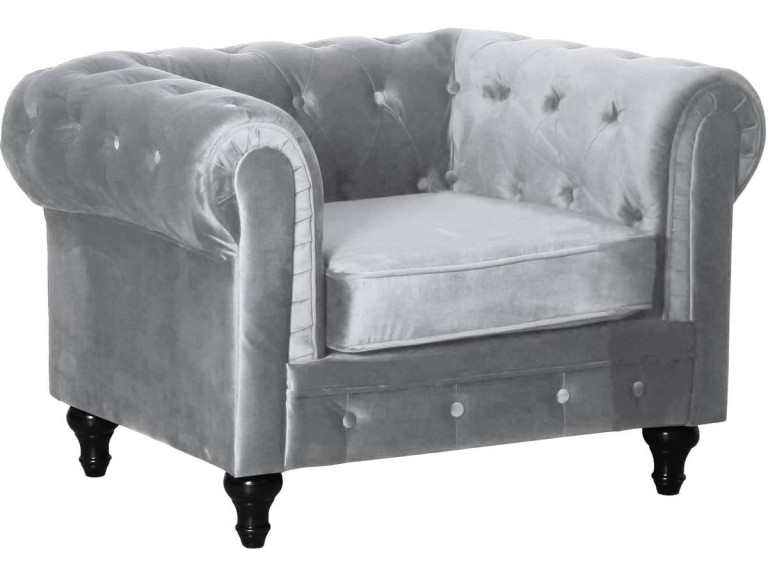 Fotel Chesterfield "Aliza" - 111 x 82 x 70 cm - Szary