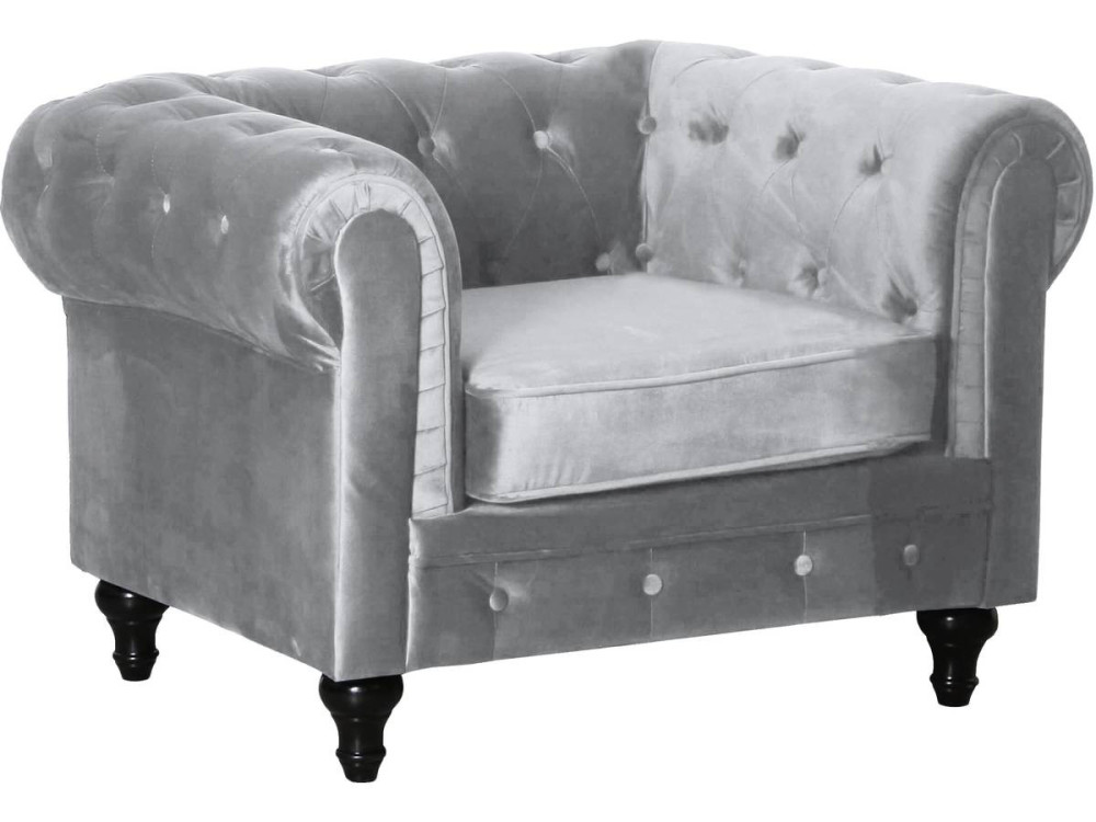 Fotel Chesterfield "Aliza" - 111 x 82 x 70 cm - Szary