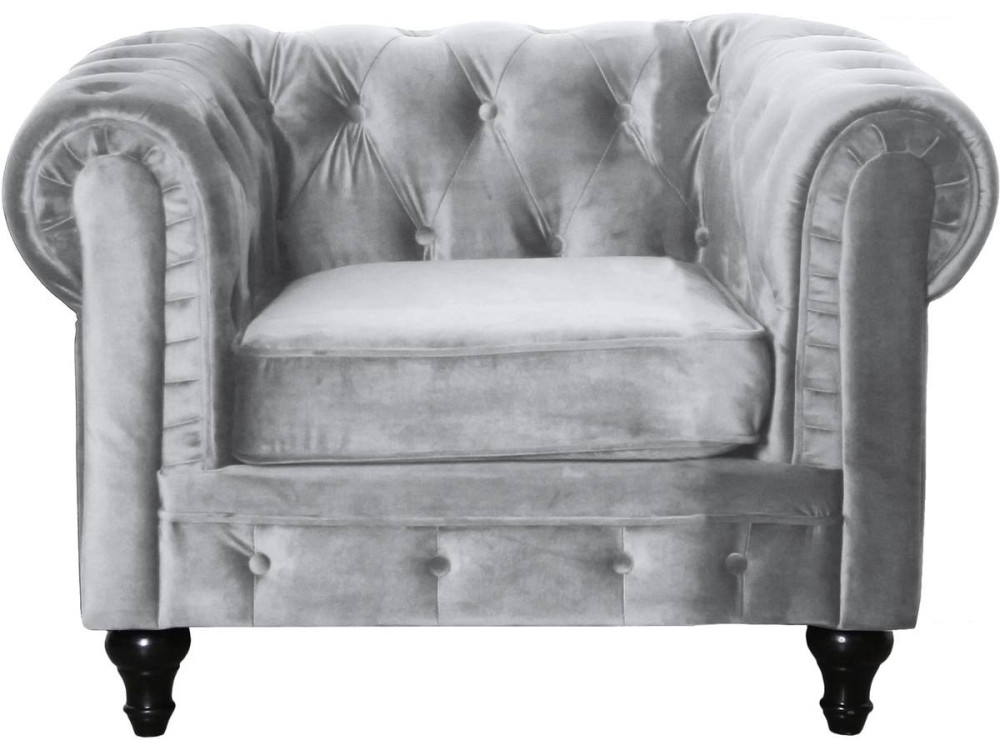 Fotel Chesterfield "Aliza" - 111 x 82 x 70 cm - Szary