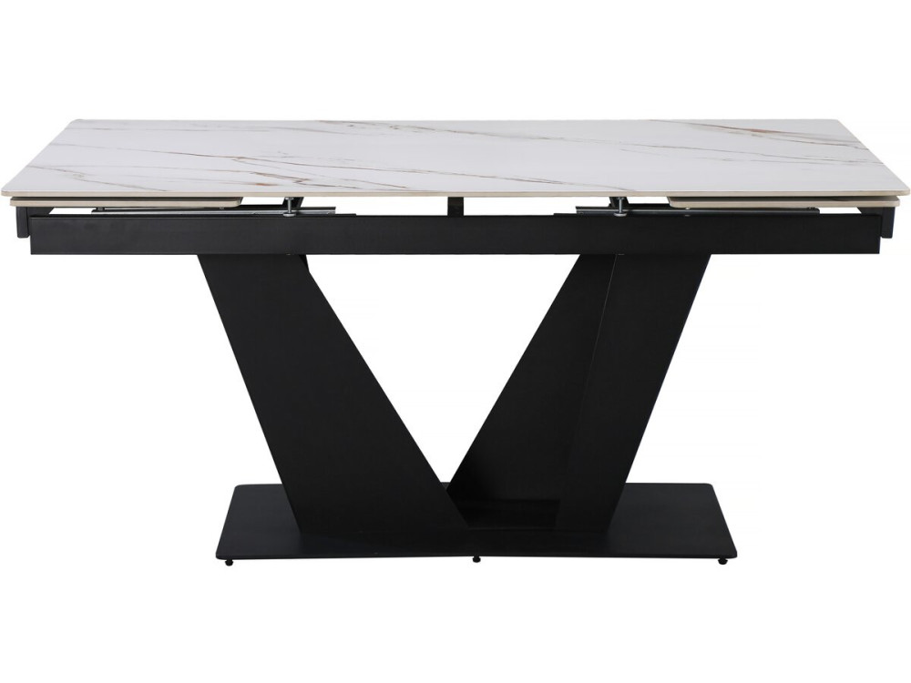 Rozkładany stół jadalny ceramiczny - 160/240 cm - 6 do 10 osób "Nova" - Biały marmurkowy złoty