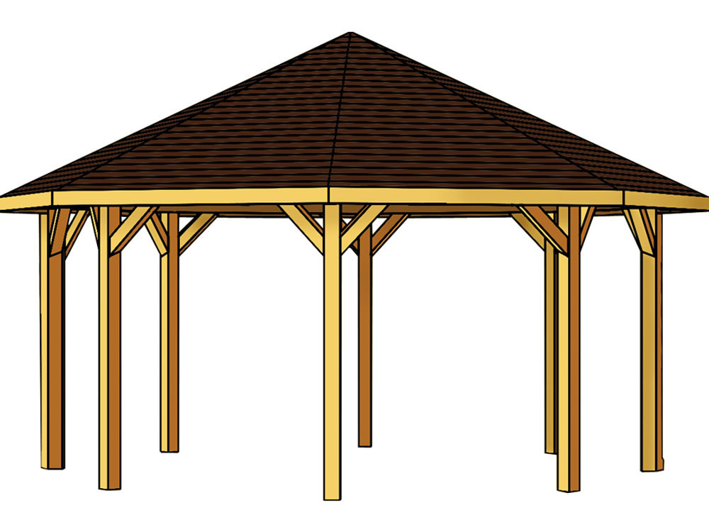 Altana drewniana "Nice" - 25,73m² - 5,57 x h. 3,47 m - Nieobrobiona