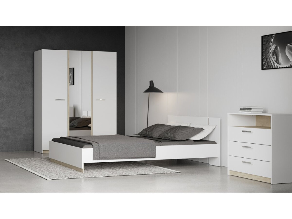 Łóżko podwójne Watson Wooden Double Bed - 140 x 200 cm - białe