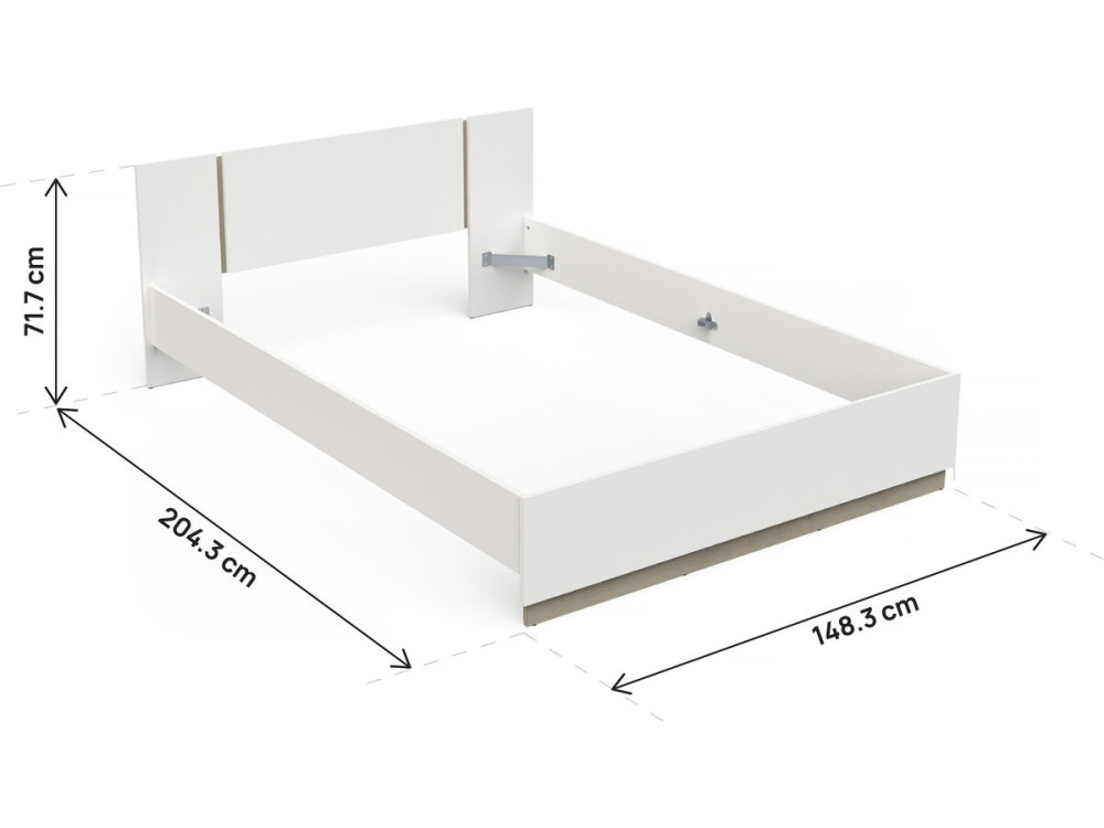 Łóżko podwójne Watson Wooden Double Bed - 140 x 200 cm - białe