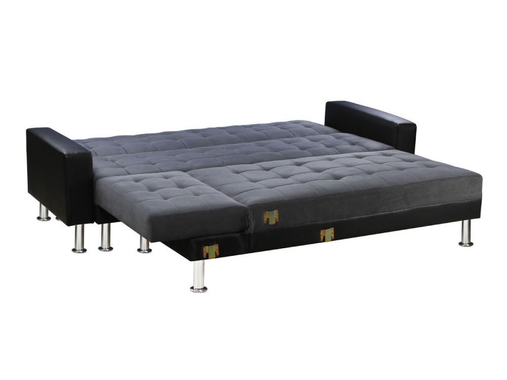 Sofa narożnikowa rozkładana „Theo" z możliwością zmiany układu narożnika (lewostronny lub prawostronny) - 5 miejsc - Czarno-szar