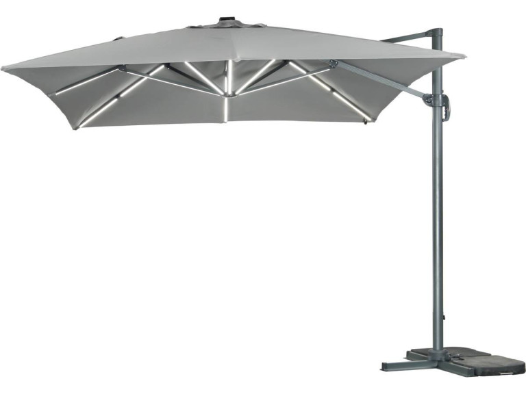 Parasol ogrodowy "Sun 3 Luxe" - Światła LED - Kwadratowy - 3 x 3 m - Szary