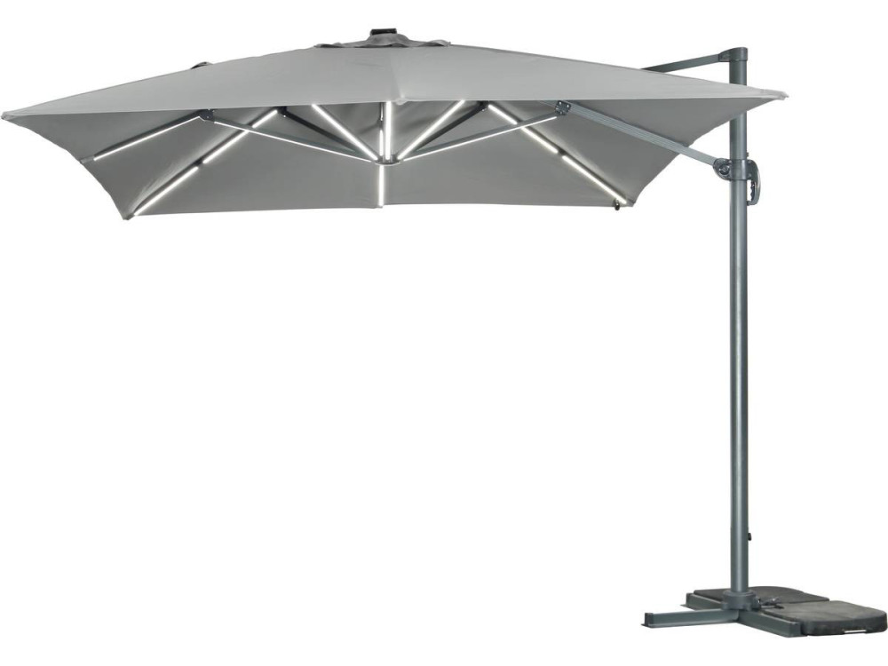 Parasol ogrodowy "Sun 3 Luxe" - Światła LED - Kwadratowy - 3 x 3 m - Szary