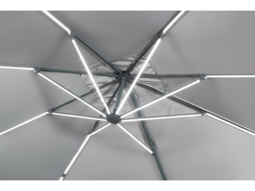 Parasol ogrodowy "Sun 3 Luxe" - Światła LED - Kwadratowy - 3 x 3 m - Szary