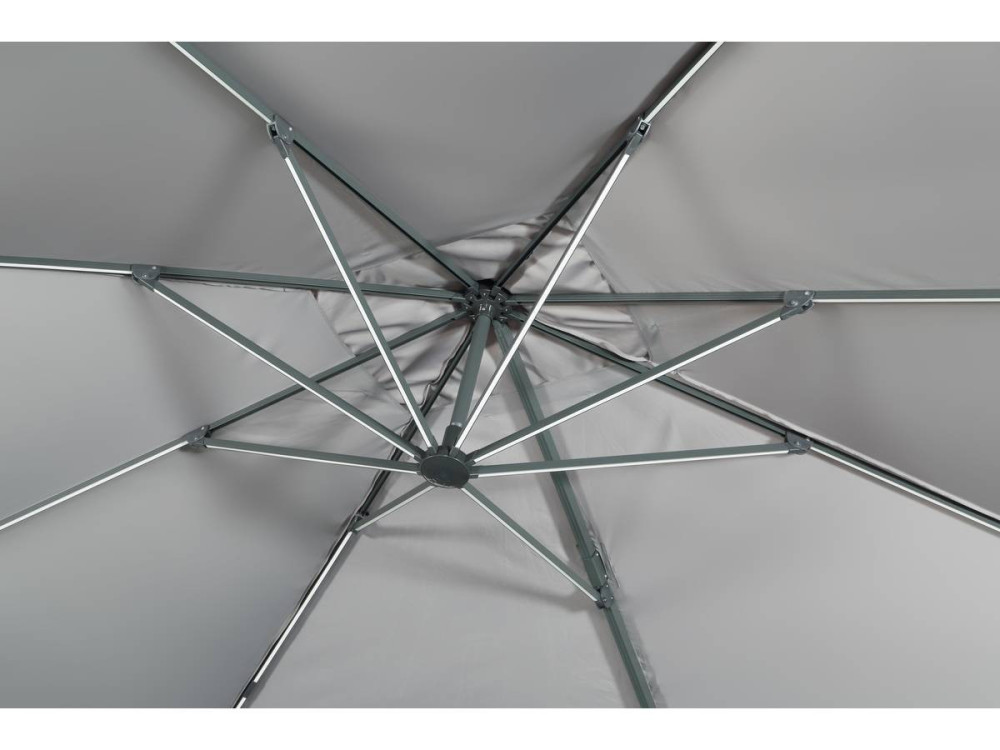 Parasol ogrodowy "Sun 3 Luxe" - Światła LED - Kwadratowy - 3 x 3 m - Szary