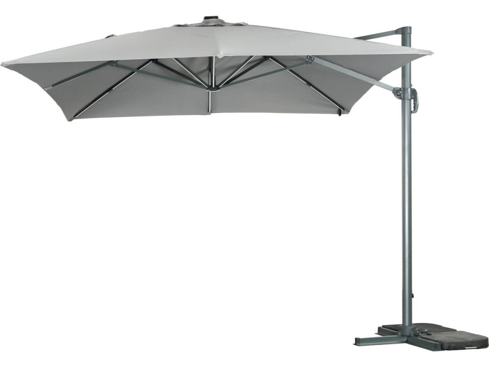 Parasol ogrodowy "Sun 3 Luxe" - Światła LED - Kwadratowy - 3 x 3 m - Szary
