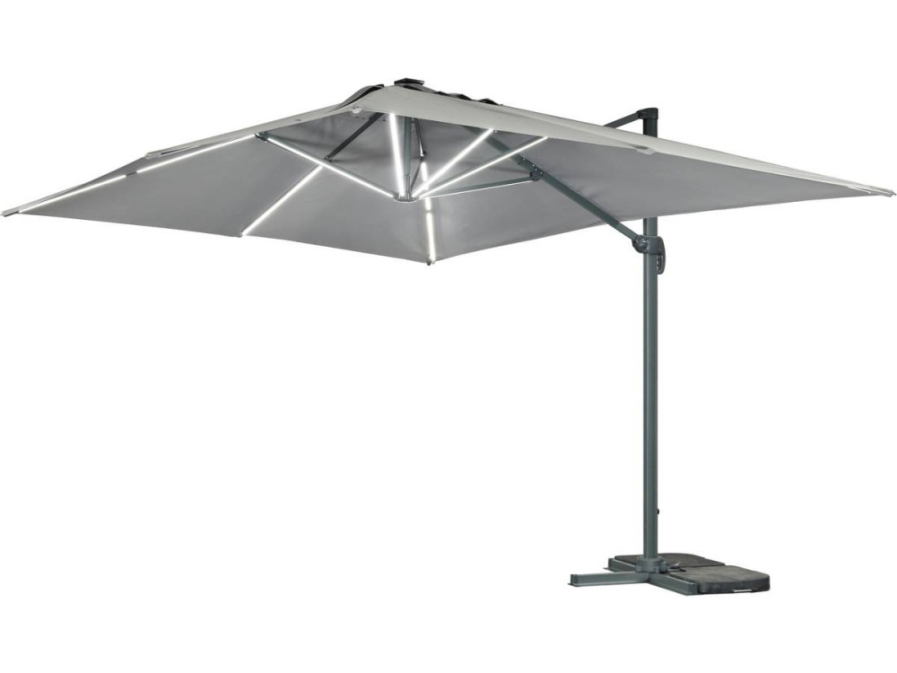Parasol ogrodowy "Sun 3 Luxe" - Światła LED - Kwadratowy - 3 x 3 m - Szary